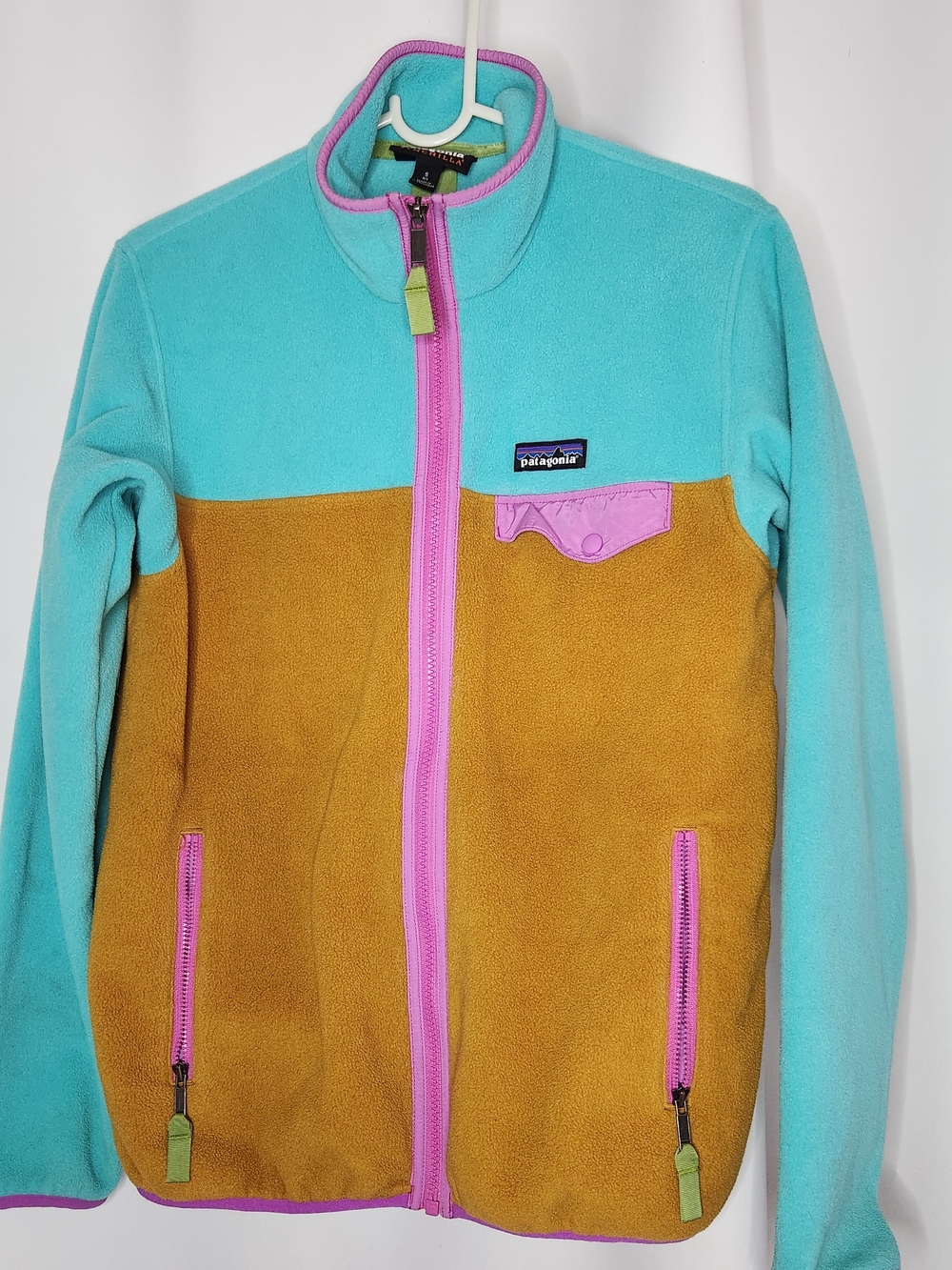 Patagonia Colorblock Fleece Jacket - Turquoise & Mustard